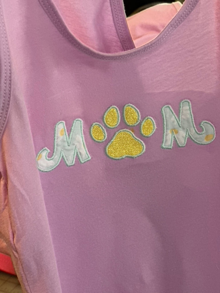 Racer Back Tank Top "Pet Mom" Applique