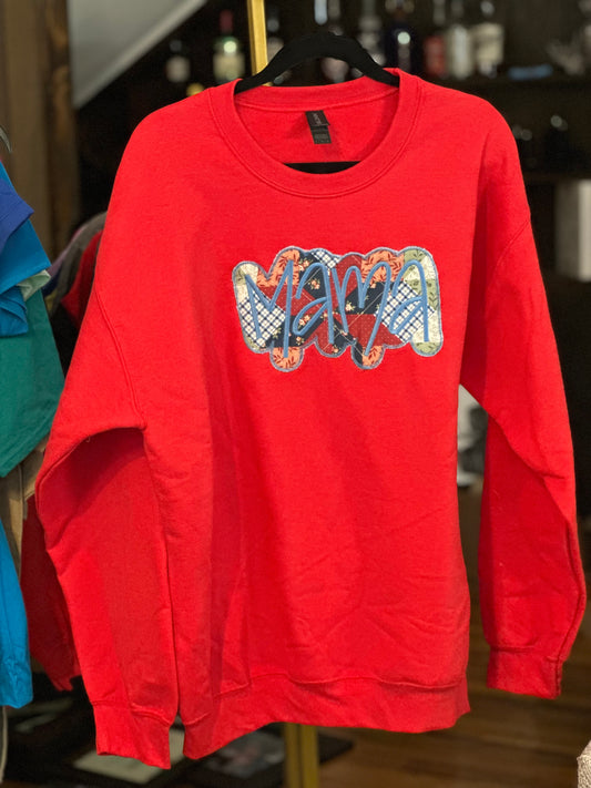 Quilted Applique "Mama" Sweatshirt