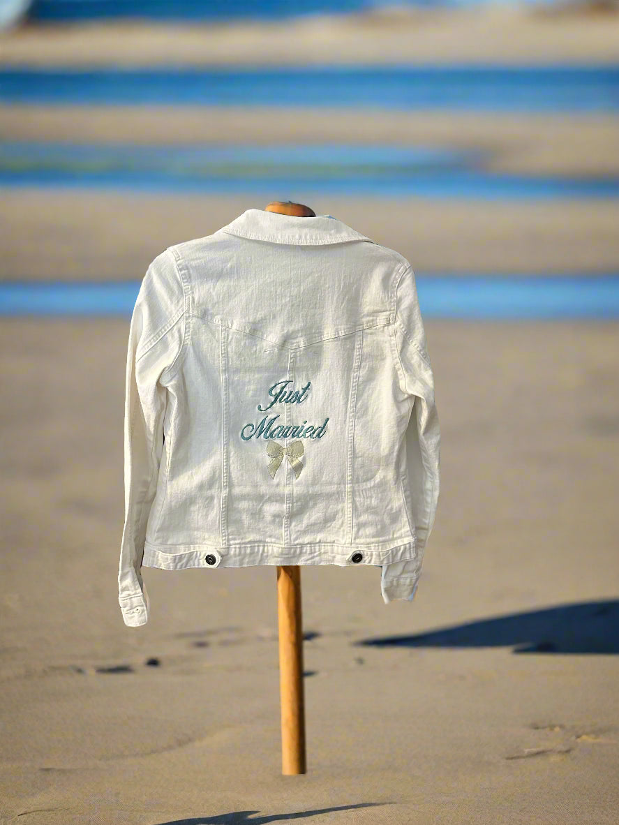 Just Married White Wrangler Denim Jacket
