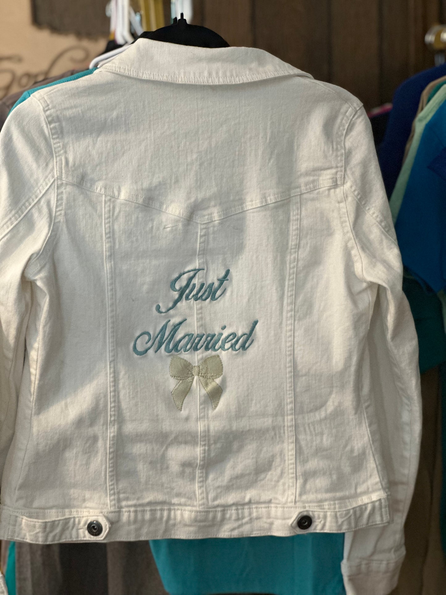 Just Married White Wrangler Denim Jacket